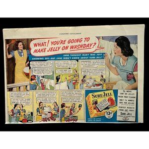 Sure-Jell 1930s Vintage Print Ad Comic Strip Style General Foods Jams Jellies